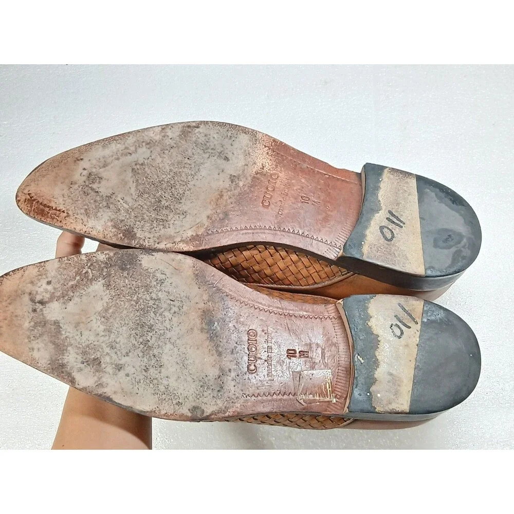 Saks Fifth Avenue Men’s Woven Leather Slip-On Shoes – Made in Italy Size 10